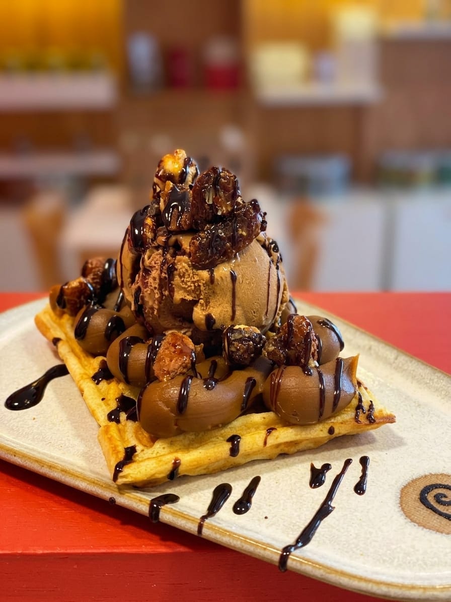 Wafle con helado